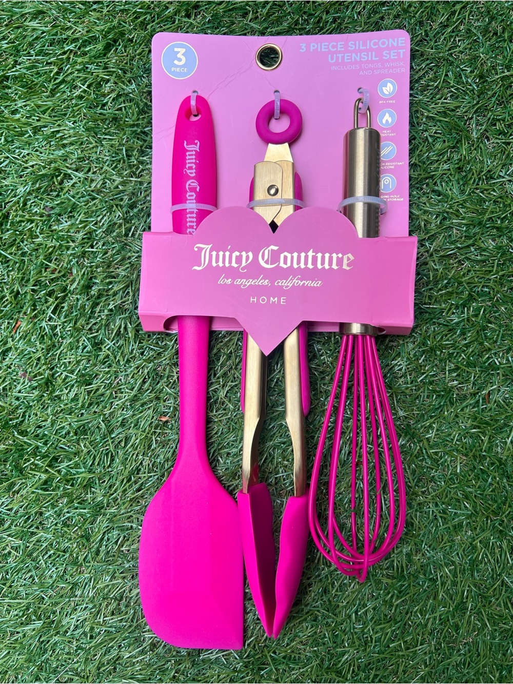 Juicy Couture Hot Pink 3pc Silicone Utensil Set